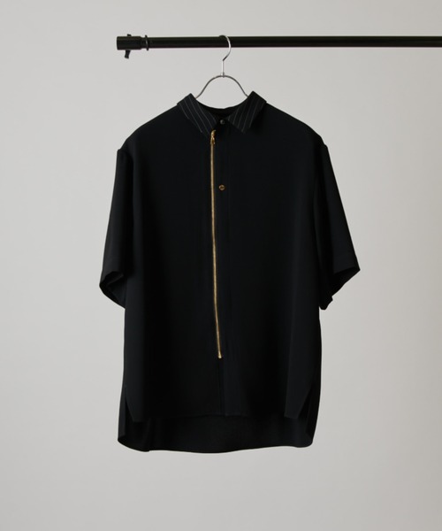 CULLNI（クルニ）の「【CULLNI exclusive for Lui's】クレリック半袖ZIPシャツジャケット（シャツ/ブラウス・メンズ・ライトベージュ/ブラック/オフホワイト・2/1）」の2枚目の写真