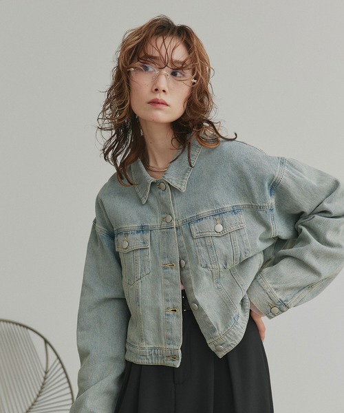 ad thie（アドティエ）の「ショート丈 ヴィンテージ デニムジャケット（デニムジャケット・レディース・ブルー/ブラック/ライトブルー・LARGE/MEDIUM）」の19枚目の写真