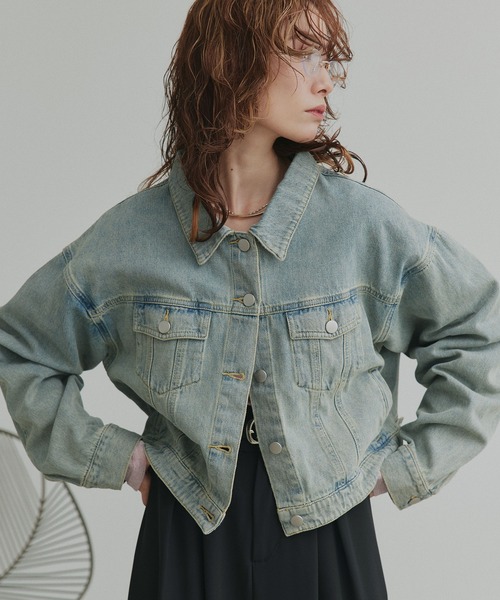 ad thie（アドティエ）の「ショート丈 ヴィンテージ デニムジャケット（デニムジャケット・レディース・ブルー/ブラック/ライトブルー・LARGE/MEDIUM）」の18枚目の写真