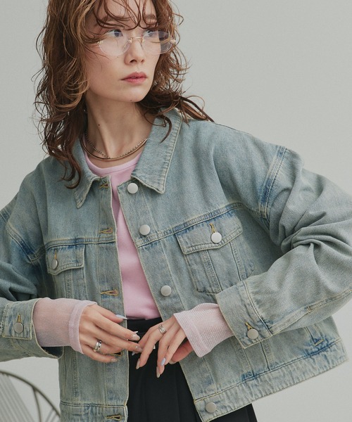 ad thie（アドティエ）の「ショート丈 ヴィンテージ デニムジャケット（デニムジャケット・レディース・ブルー/ブラック/ライトブルー・LARGE/MEDIUM）」の17枚目の写真