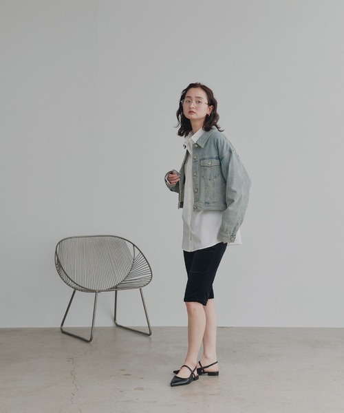 ad thie（アドティエ）の「ショート丈 ヴィンテージ デニムジャケット（デニムジャケット・レディース・ブルー/ブラック/ライトブルー・LARGE/MEDIUM）」の14枚目の写真