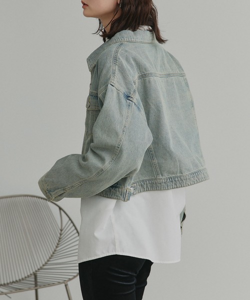 ad thie（アドティエ）の「ショート丈 ヴィンテージ デニムジャケット（デニムジャケット・レディース・ブルー/ブラック/ライトブルー・LARGE/MEDIUM）」の9枚目の写真