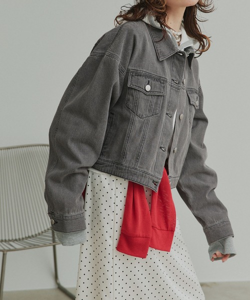 ad thie（アドティエ）の「ショート丈 ヴィンテージ デニムジャケット（デニムジャケット・レディース・ブルー/ブラック/ライトブルー・LARGE/MEDIUM）」の22枚目の写真