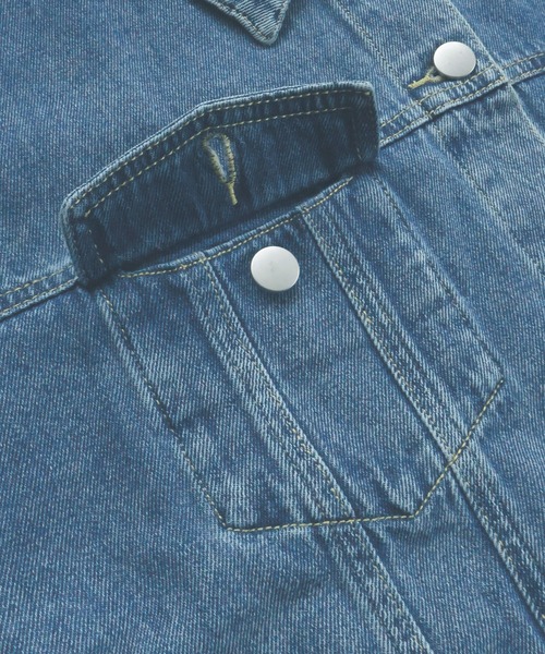ad thie（アドティエ）の「ショート丈 ヴィンテージ デニムジャケット（デニムジャケット・レディース・ブルー/ブラック/ライトブルー・LARGE/MEDIUM）」の5枚目の写真
