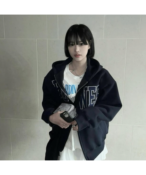 FLOWER ZIP UP HOOD (NAVY) — худи на молнии с цветочным принтом (синий)