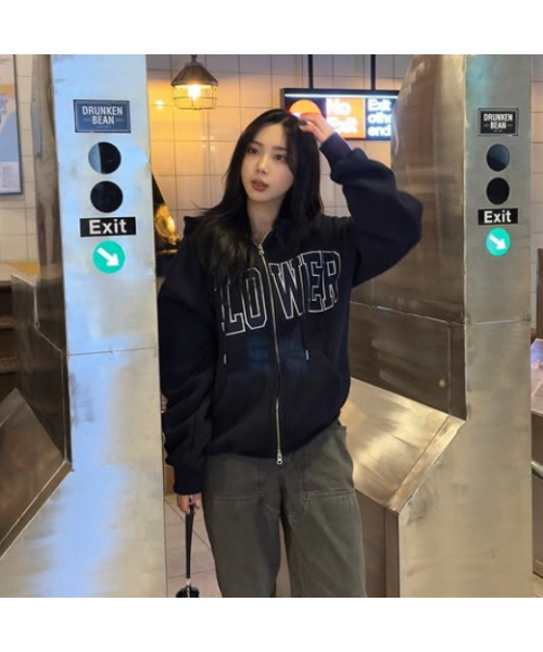 HAVISM(ヘビズム)の「FLOWER ZIP UP HOOD(NAVY)(パーカー・レディース・その他・ONE SIZE)」の3枚目の写真