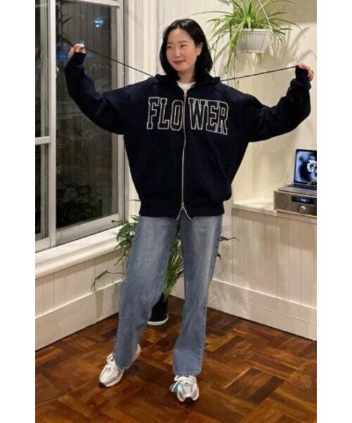 HAVISM(ヘビズム)の「FLOWER ZIP UP HOOD(NAVY)(パーカー・レディース・その他・ONE SIZE)」の9枚目の写真