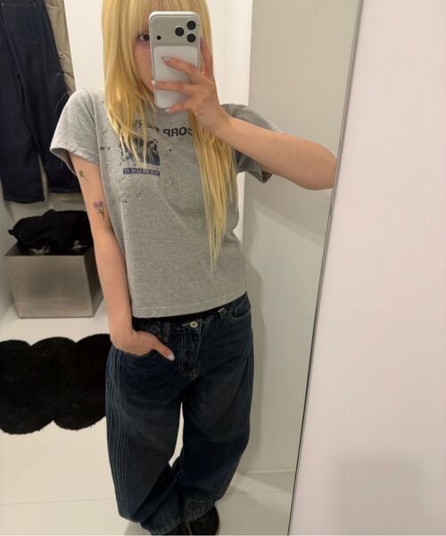 SLOWACID（スローアシッド）の「サイドトラックワイドデニムパンツ[オイルブルー]（デニムパンツ・レディース・その他・SMALL/MEDIUM/LARGE）」の7枚目の写真