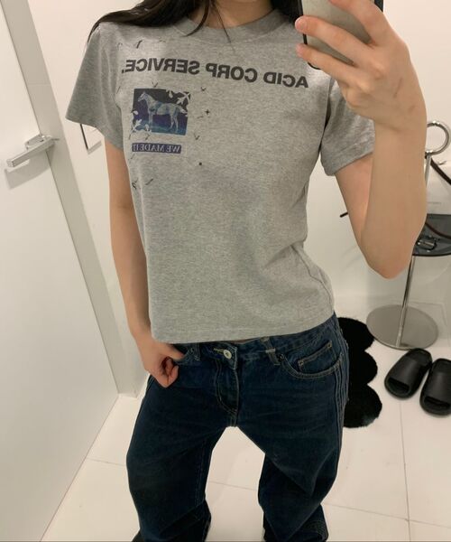 SLOWACID（スローアシッド）の「サイドトラックワイドデニムパンツ[オイルブルー]（デニムパンツ・レディース・その他・SMALL/MEDIUM/LARGE）」の8枚目の写真