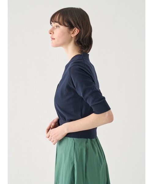 JOHN SMEDLEY(ジョンスメドレー)の「Vネック5分袖クロップドコットンニットカーディガン(カーディガン/ボレロ・レディース・ネイビー・M/S)」の6枚目の写真