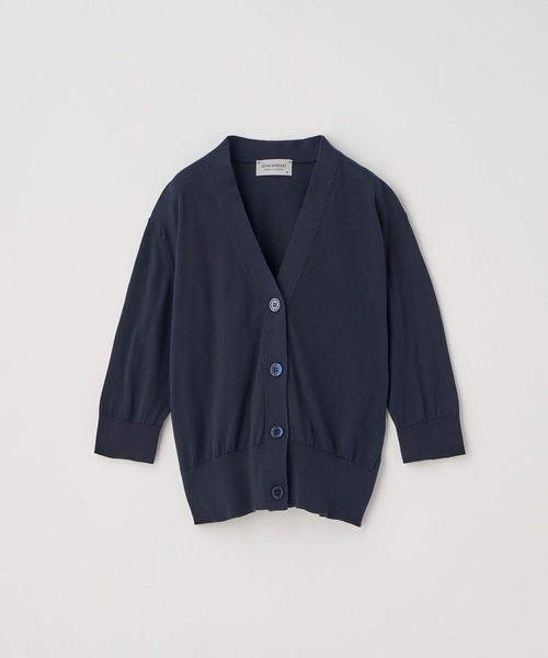 JOHN SMEDLEY(ジョンスメドレー)の「Vネック5分袖クロップドコットンニットカーディガン(カーディガン/ボレロ・レディース・ネイビー・M/S)」の2枚目の写真