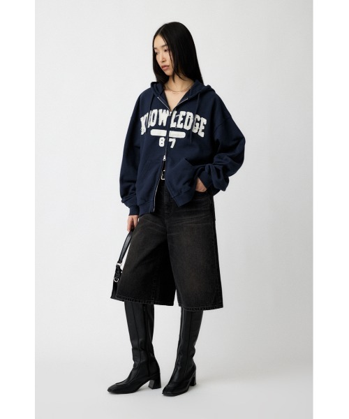 MOUSSY(マウジー)の「【新色:キナリ】COLLEGIATE ZIP フ―ディ(スウェット・レディース・杢グレー/ネイビー/キナリ・FREE)」の6枚目の写真