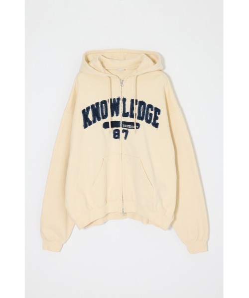MOUSSY(マウジー)の「【新色:キナリ】COLLEGIATE ZIP フ―ディ(スウェット・レディース・杢グレー/ネイビー/キナリ・FREE)」の4枚目の写真