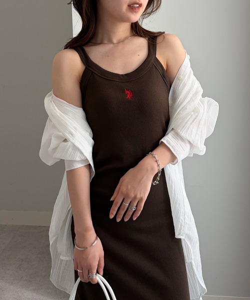 U.S. POLO ASSN.(ユーエスポロアッスン)の「RANAN/solleim別注【U.S. POLO ASSN.】カップ付アメスリリブワンピース(ワンピース・レディース・グレー/ブラック/ベージュ/ブラウン・LL/S/M/L)」の3枚目の写真