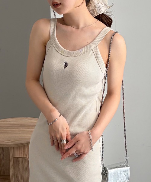 U.S. POLO ASSN.(ユーエスポロアッスン)の「RANAN/solleim別注【U.S. POLO ASSN.】カップ付アメスリリブワンピース(ワンピース・レディース・グレー/ブラック/ベージュ/ブラウン・LL/S/M/L)」の9枚目の写真