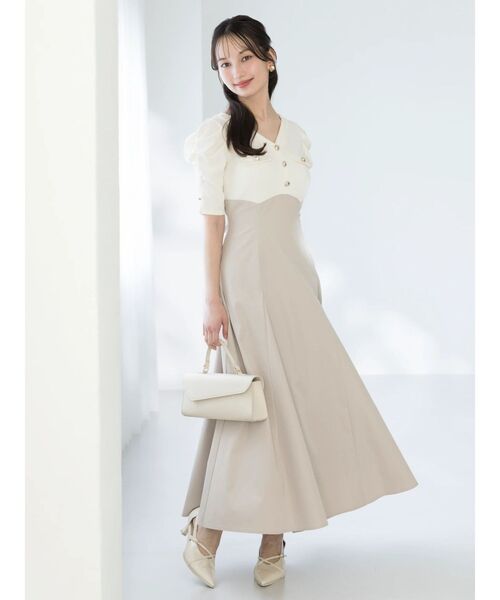 dazzlin（ダズリン）の「フロントボタンコルセットワンピース（ワンピース・レディース・ベージュ/ブラック/オフホワイト・MEDIUM/SMALL）」の5枚目の写真