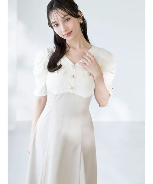 dazzlin（ダズリン）の「フロントボタンコルセットワンピース（ワンピース・レディース・ベージュ/ブラック/オフホワイト・MEDIUM/SMALL）」の15枚目の写真