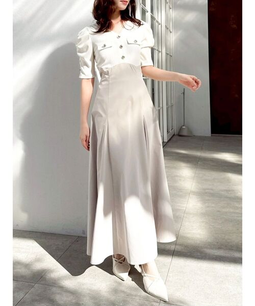 dazzlin（ダズリン）の「フロントボタンコルセットワンピース（ワンピース・レディース・ベージュ/ブラック/オフホワイト・MEDIUM/SMALL）」の10枚目の写真