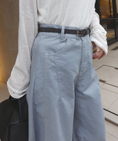 CORNERS(コーナーズ)の「ツイル配色ステッチバレルパンツ(デニムパンツ・レディース・ライトブルー/ブラック/ホワイト・M)」の11枚目の写真