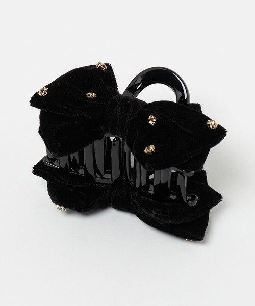 UNITED ARROWS(ユナイテッドアローズ)の「ビジューリボン ヘアクリップ(バレッタ/ヘアクリップ・レディース・ブラック・FREE)」の3枚目の写真