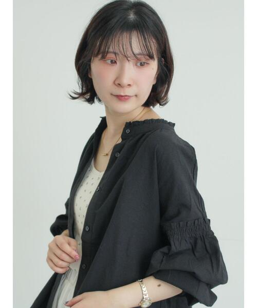 Samansa Mos2（サマンサ モスモス）の「袖シャーリングギャザーブラウス（シャツ/ブラウス・レディース・ブラック/サックスブルー/オフホワイト・F）」の2枚目の写真