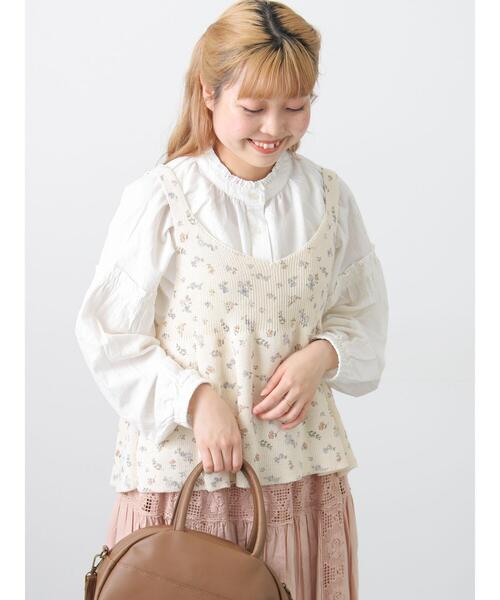Samansa Mos2（サマンサ モスモス）の「袖シャーリングギャザーブラウス（シャツ/ブラウス・レディース・ブラック/サックスブルー/オフホワイト・F）」の5枚目の写真