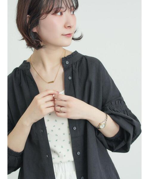 Samansa Mos2（サマンサ モスモス）の「袖シャーリングギャザーブラウス（シャツ/ブラウス・レディース・ブラック/サックスブルー/オフホワイト・F）」の12枚目の写真