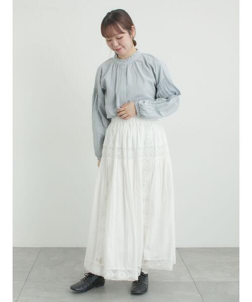 Samansa Mos2（サマンサ モスモス）の「袖シャーリングギャザーブラウス（シャツ/ブラウス・レディース・ブラック/サックスブルー/オフホワイト・F）」の21枚目の写真