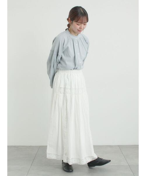 Samansa Mos2（サマンサ モスモス）の「袖シャーリングギャザーブラウス（シャツ/ブラウス・レディース・ブラック/サックスブルー/オフホワイト・F）」の22枚目の写真