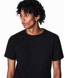 【A|X アルマーニ エクスチェンジ】ダイアゴナル オールオーバージャカードロゴ 半袖クルーネックTシャツ/SLIM