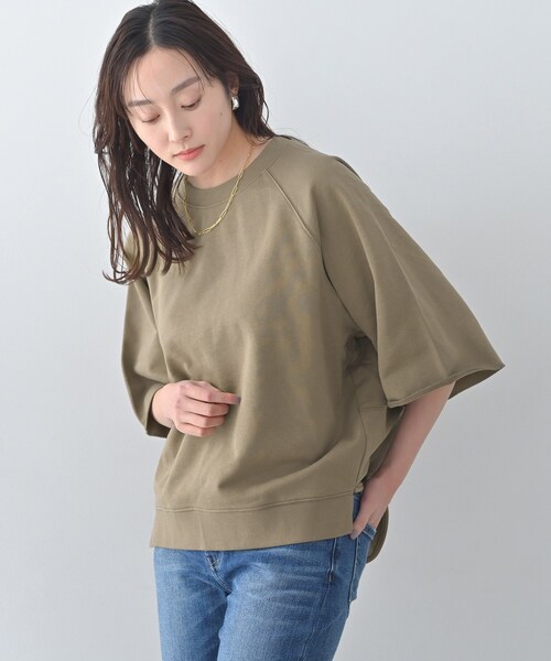 Liyoca（リヨカ）の「【Liyoca】裏毛ハーフスリーブプルオーバー（Tシャツ/カットソー・レディース・ダークブラウン/ナチュラル/ネイビー・02）」の10枚目の写真