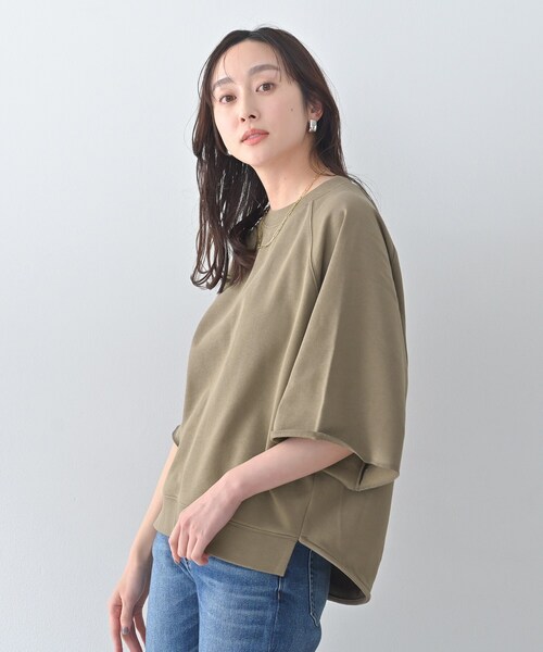 Liyoca（リヨカ）の「【Liyoca】裏毛ハーフスリーブプルオーバー（Tシャツ/カットソー・レディース・ダークブラウン/ナチュラル/ネイビー・02）」の11枚目の写真