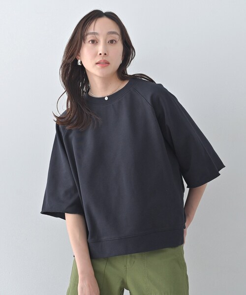 Liyoca（リヨカ）の「【Liyoca】裏毛ハーフスリーブプルオーバー（Tシャツ/カットソー・レディース・ダークブラウン/ナチュラル/ネイビー・02）」の14枚目の写真