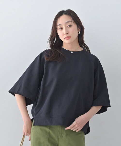 Liyoca（リヨカ）の「【Liyoca】裏毛ハーフスリーブプルオーバー（Tシャツ/カットソー・レディース・ダークブラウン/ナチュラル/ネイビー・02）」の15枚目の写真