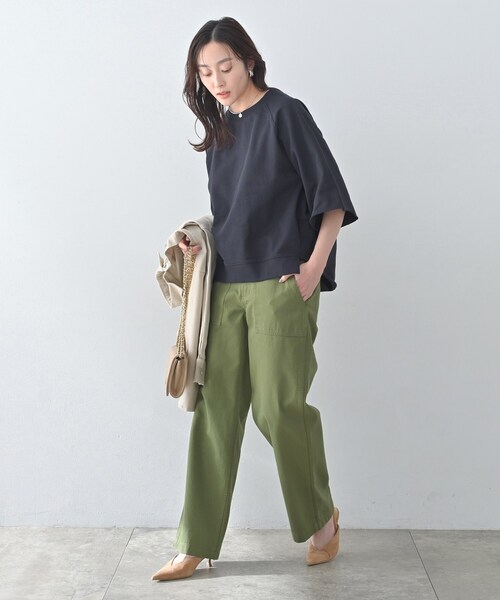 Liyoca（リヨカ）の「【Liyoca】裏毛ハーフスリーブプルオーバー（Tシャツ/カットソー・レディース・ダークブラウン/ナチュラル/ネイビー・02）」の16枚目の写真