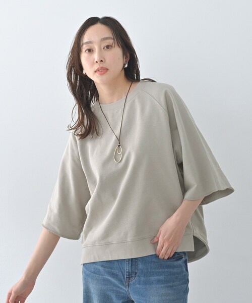 Liyoca（リヨカ）の「【Liyoca】裏毛ハーフスリーブプルオーバー（Tシャツ/カットソー・レディース・ダークブラウン/ナチュラル/ネイビー・02）」の18枚目の写真