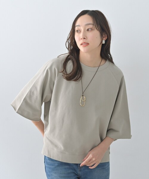 Liyoca（リヨカ）の「【Liyoca】裏毛ハーフスリーブプルオーバー（Tシャツ/カットソー・レディース・ダークブラウン/ナチュラル/ネイビー・02）」の19枚目の写真