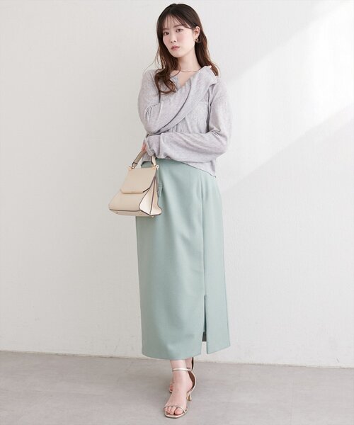 natural couture(ナチュラルクチュール)の「ランダムクレープカットソー2WAYカーデ(カーディガン/ボレロ・レディース・ブラック/ブルー/グレー/オフホワイト・FREE)」の13枚目の写真