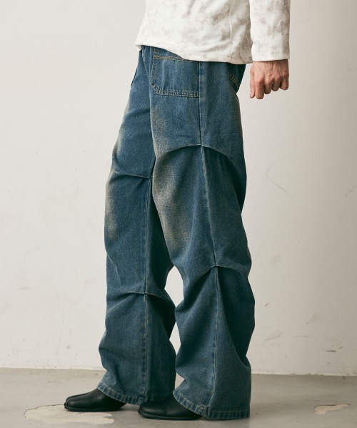 Shoowtime（ショウタイム）の「Side Tuck Vintage Denim Pants / サイドタックビンテージデニムパンツ（デニムパンツ・メンズ・ブラック/ブルー・X-LARGE/LARGE/MEDIUM）」の2枚目の写真