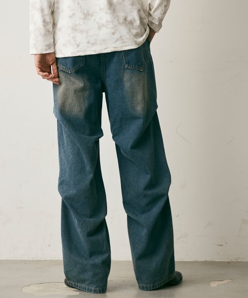 Shoowtime（ショウタイム）の「Side Tuck Vintage Denim Pants / サイドタックビンテージデニムパンツ（デニムパンツ・メンズ・ブラック/ブルー・X-LARGE/LARGE/MEDIUM）」の3枚目の写真