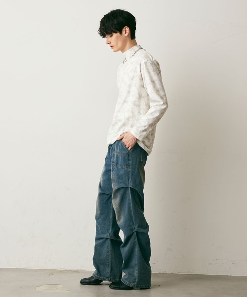 Shoowtime（ショウタイム）の「Side Tuck Vintage Denim Pants / サイドタックビンテージデニムパンツ（デニムパンツ・メンズ・ブラック/ブルー・X-LARGE/LARGE/MEDIUM）」の8枚目の写真
