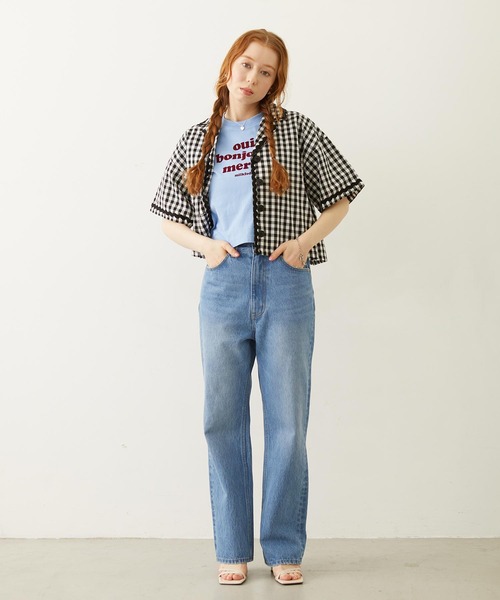 MILKFED.（ミルクフェド）の「TRIMMED GINGHAM CHECK SHIRT（シャツ/ブラウス・レディース・ブラウン/レッド/ブラック・ONE SIZE）」の6枚目の写真