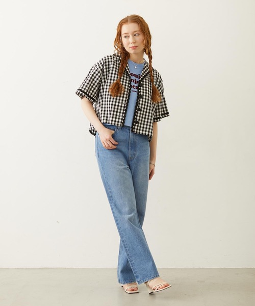 MILKFED.（ミルクフェド）の「TRIMMED GINGHAM CHECK SHIRT（シャツ/ブラウス・レディース・ブラウン/レッド/ブラック・ONE SIZE）」の8枚目の写真