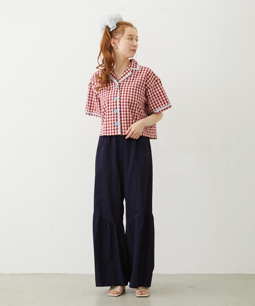 MILKFED.（ミルクフェド）の「TRIMMED GINGHAM CHECK SHIRT（シャツ/ブラウス・レディース・ブラウン/レッド/ブラック・ONE SIZE）」の21枚目の写真