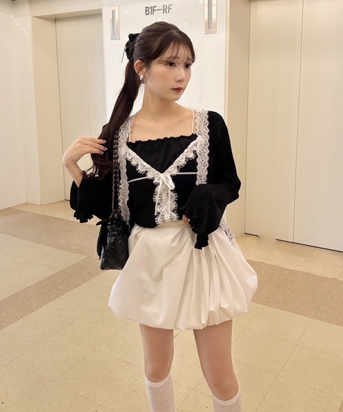 one after another NICE CLAUP(ワンアフターアナザーナイスクラップ)の「【セット対応】レースカーディガン(カーディガン/ボレロ・レディース・ピンク/サックスブルー/オフホワイト/ブラック・FREE)」の20枚目の写真