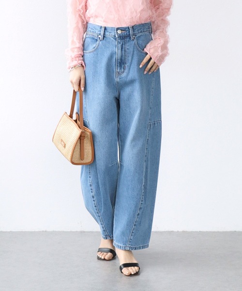 Jines（ジネス）の「カーブデニムパンツ（デニムパンツ・レディース・ホワイト/インディゴブルー・38）」の2枚目の写真