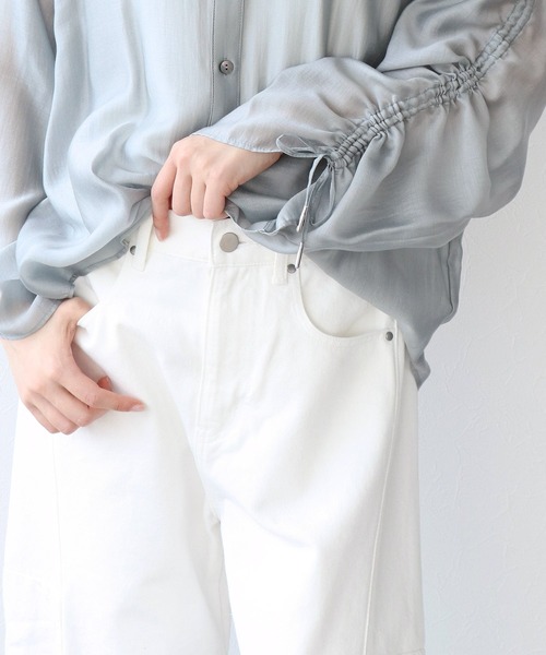 Jines（ジネス）の「カーブデニムパンツ（デニムパンツ・レディース・ホワイト/インディゴブルー・38）」の6枚目の写真