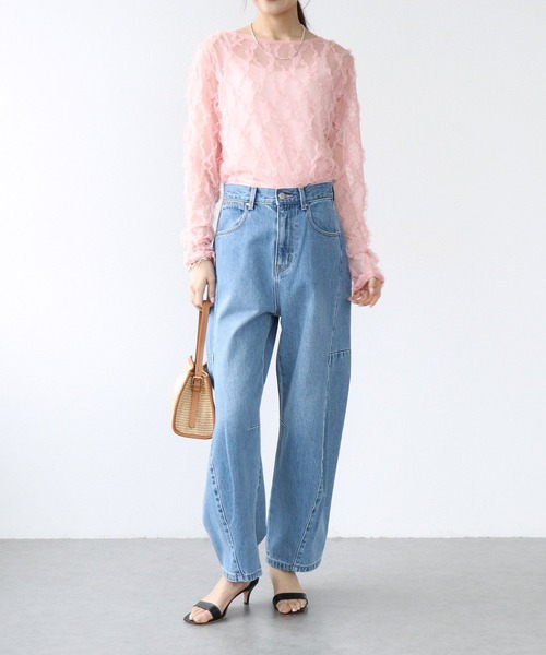 Jines（ジネス）の「カーブデニムパンツ（デニムパンツ・レディース・ホワイト/インディゴブルー・38）」の8枚目の写真