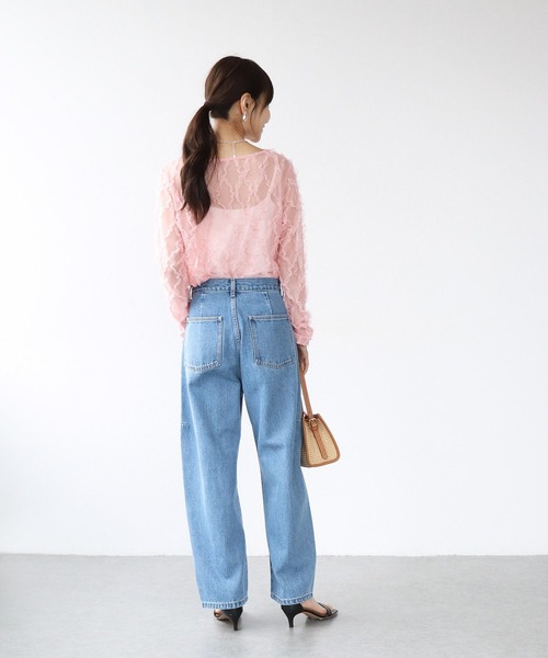 Jines（ジネス）の「カーブデニムパンツ（デニムパンツ・レディース・ホワイト/インディゴブルー・38）」の9枚目の写真