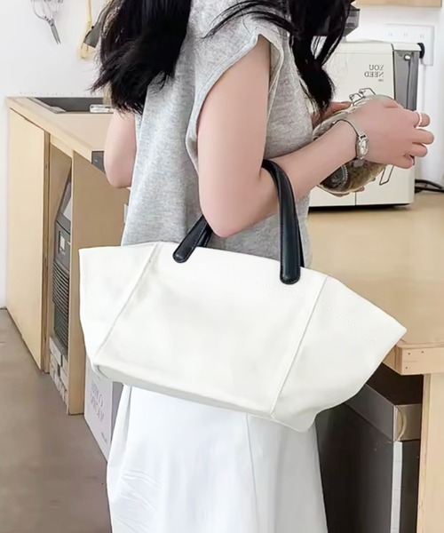 enlit(エンリット)の「【 enlit 】 舟形 2way ミニ コットン トートバッグ(トートバッグ・レディース・ホワイト/ブラック/グリーン・FREE)」の9枚目の写真